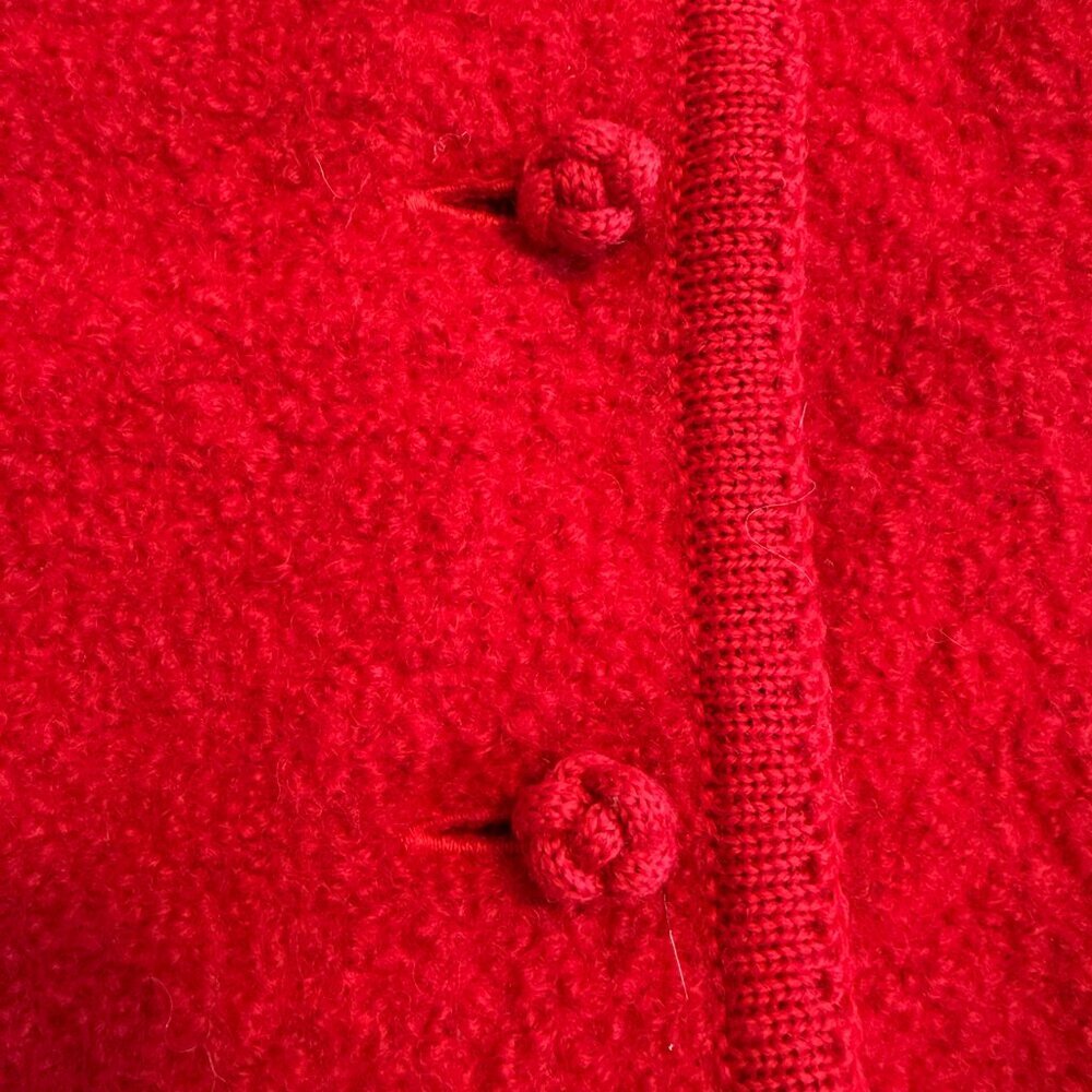 Vintage LANDS END Red 100% Boiled Wool Cardigan Sweater Jacket 14P - Picture 6 of 10